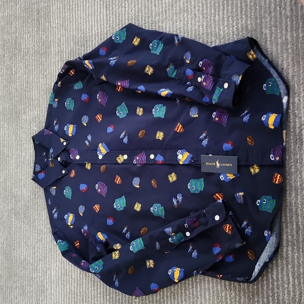 Ralph Lauren Men's Oxford with Rugby Symbols Sz M NWT